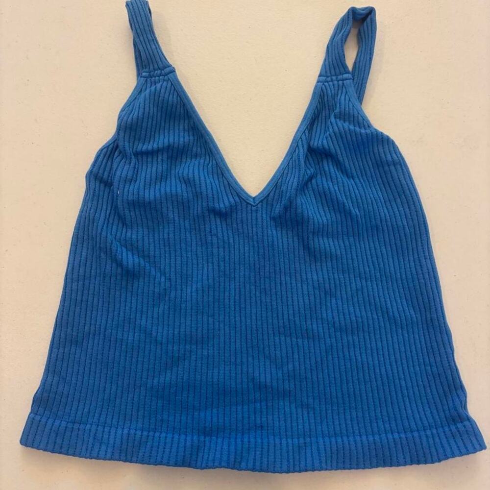 Free people blue ribbed tank top M
